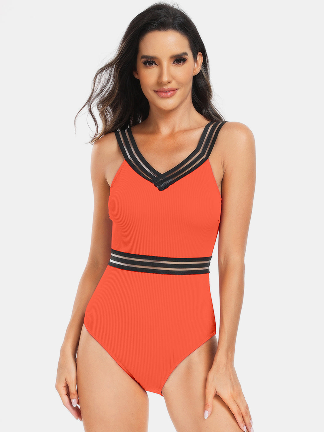 V-Neck One-Piece Swimwear