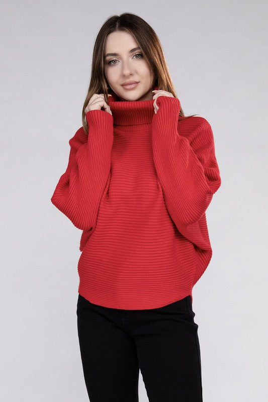 BELLA Viscose Dolman Sleeve Turtleneck Sweater