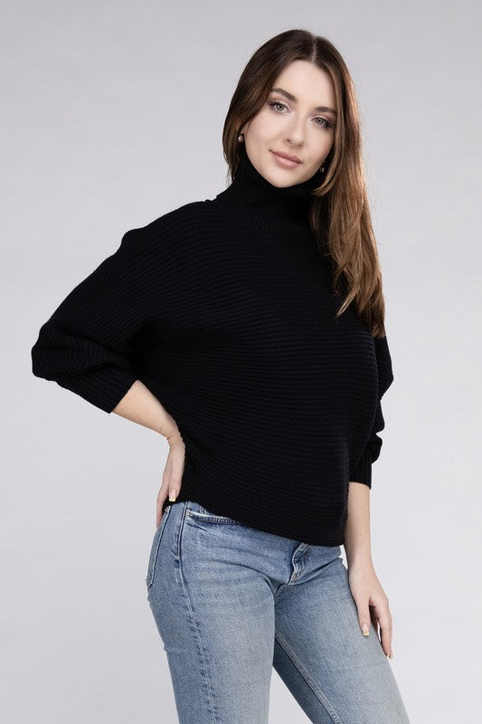 BELLA Viscose Dolman Sleeve Turtleneck Sweater