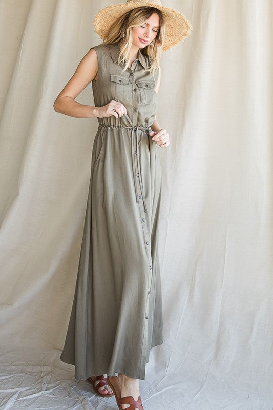 BUTTON DOWN MAXI DRESS