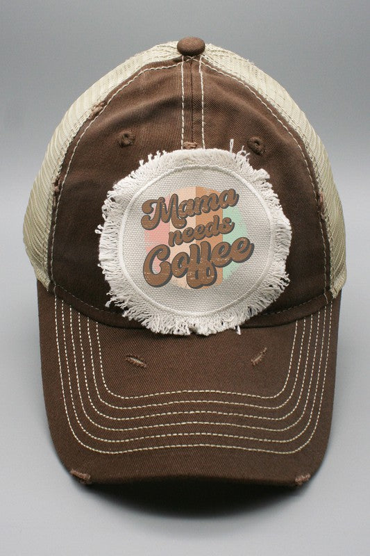 Mama Needs Coffee Patch Tucker Hat