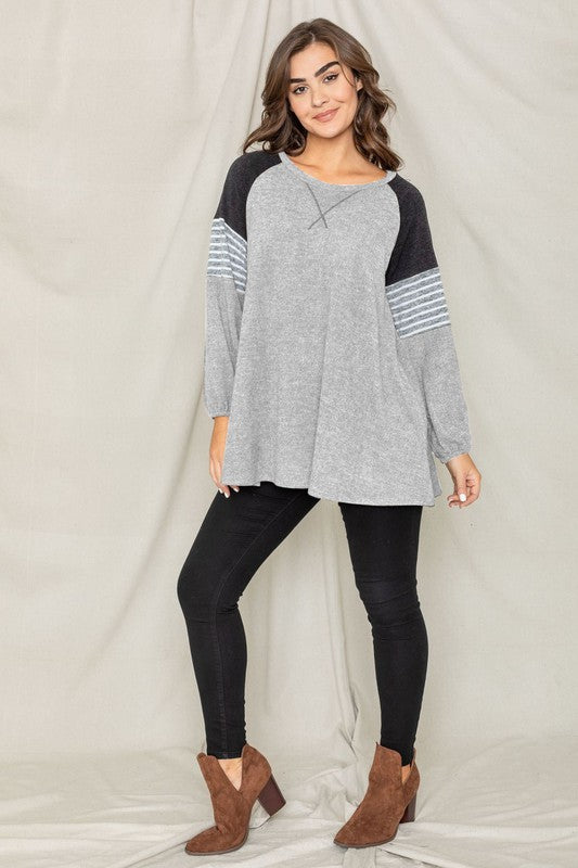 Color Block Sleeve A Line Tunic