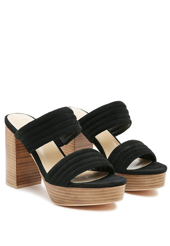 RAG&CO MILLE FEUX SUEDE SLIP-ON BLOCK HEELED SANDAL