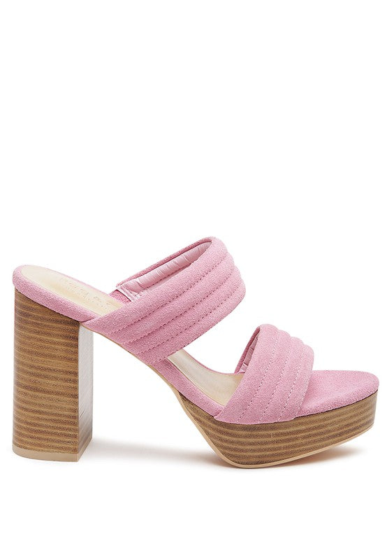 RAG&CO MILLE FEUX SUEDE SLIP-ON BLOCK HEELED SANDAL