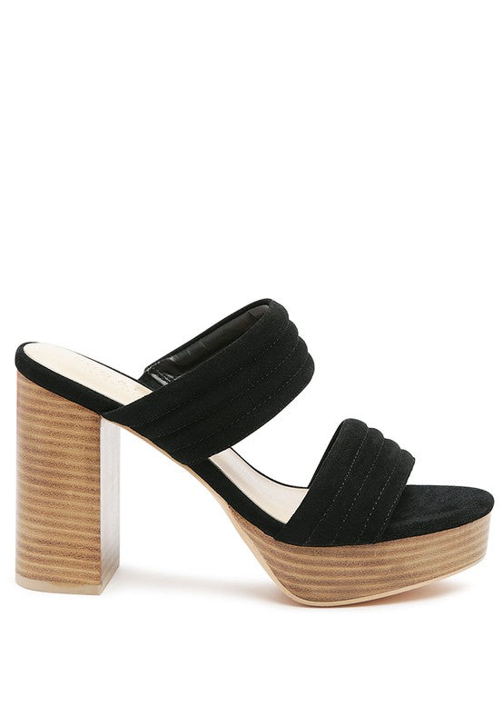 RAG&CO MILLE FEUX SUEDE SLIP-ON BLOCK HEELED SANDAL