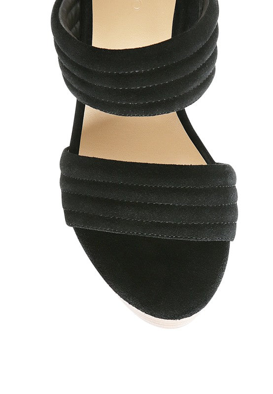 RAG&CO MILLE FEUX SUEDE SLIP-ON BLOCK HEELED SANDAL