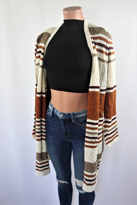 Stripe knit cardigan