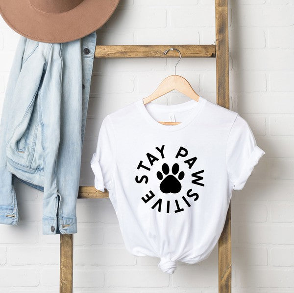 Stay Pawsitive Short Sleeve Graphic Tee