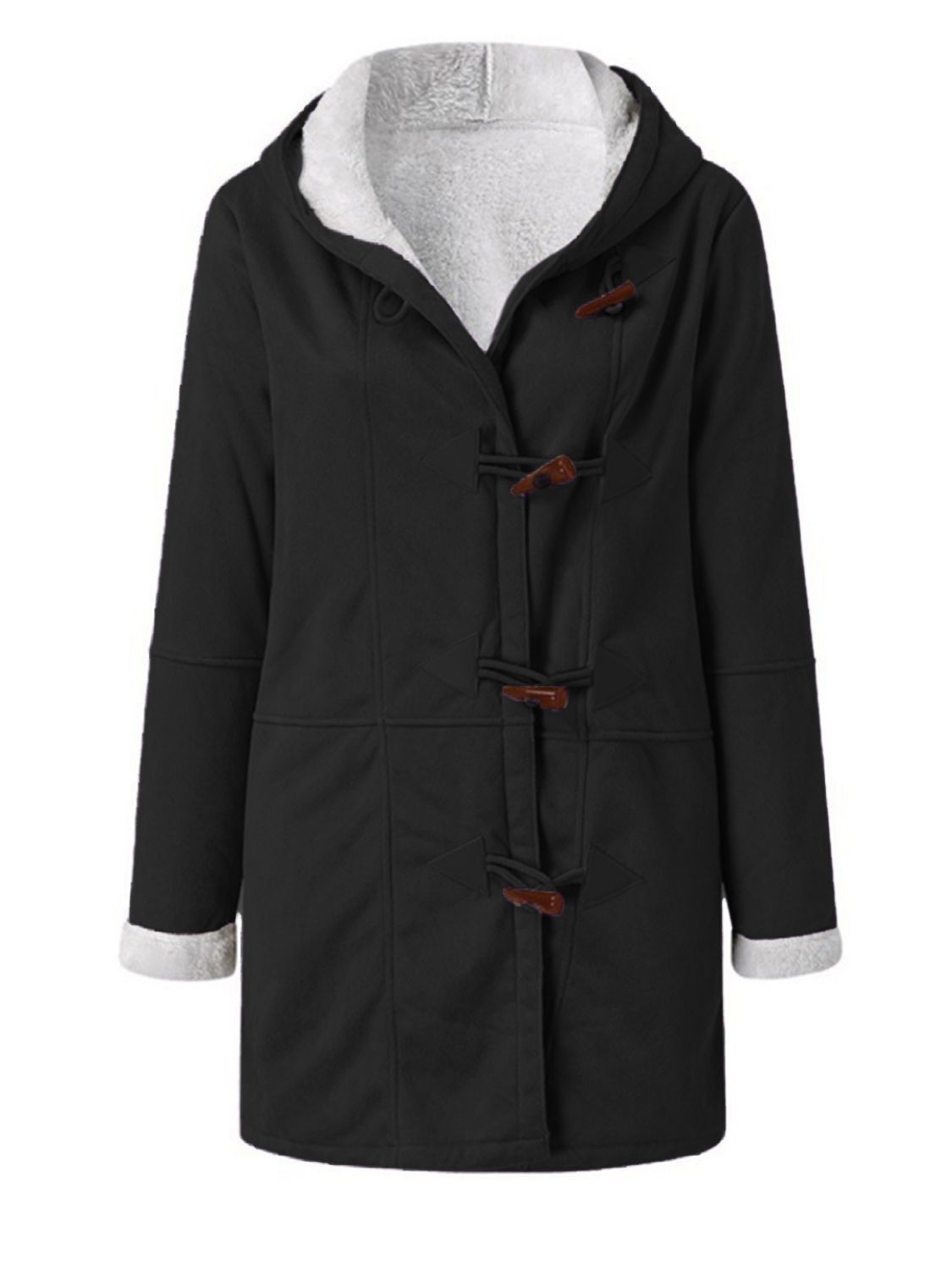 Pocketed Long Sleeve Hooded Toggle Jacket