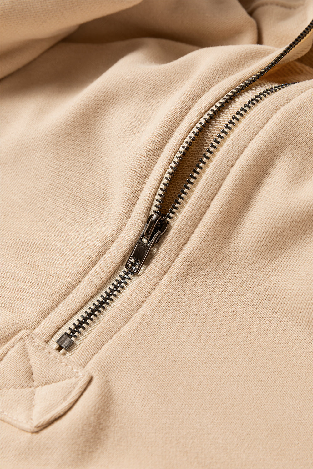 Black Solid Kangaroo Pocket Half Zipper Oversized Hoodie