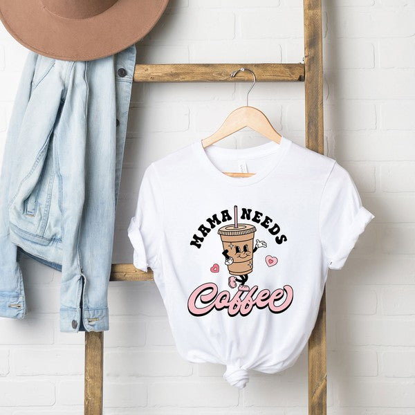 Retro Mama Needs Coffee Short Sleeve Graphic Tee