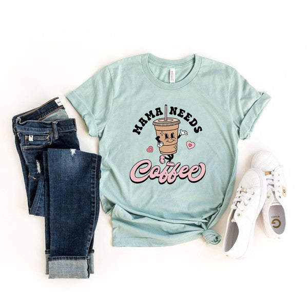 Retro Mama Needs Coffee Short Sleeve Graphic Tee