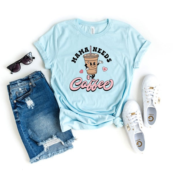 Retro Mama Needs Coffee Short Sleeve Graphic Tee