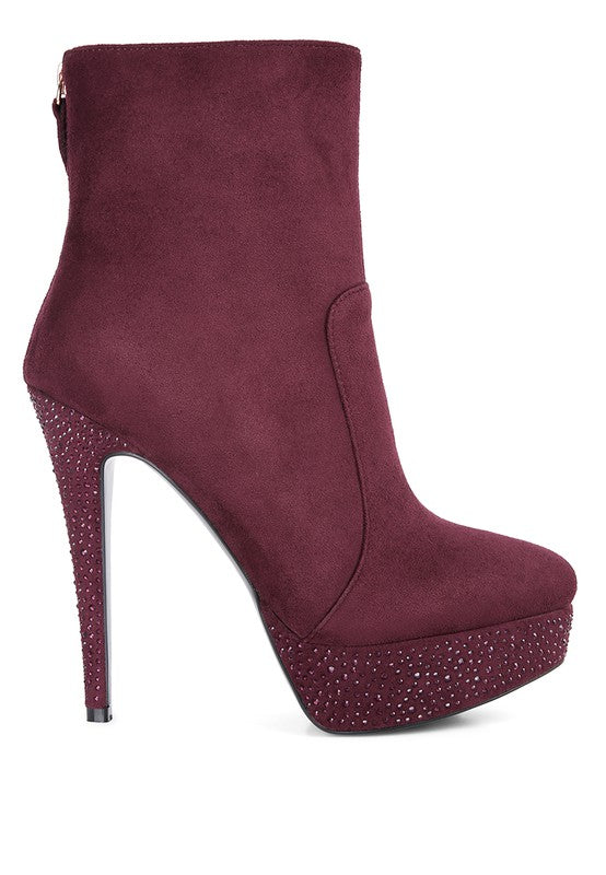 Espiree Microfiber High Heeled Ankle Boots