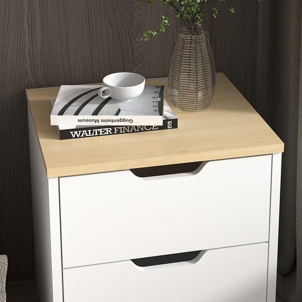 18.9'' Tall 2 - Drawer Nightstand in White/Beige