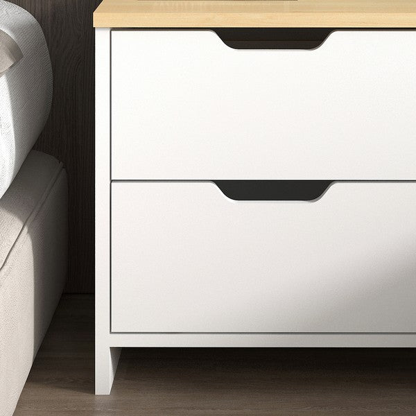 18.9'' Tall 2 - Drawer Nightstand in White/Beige