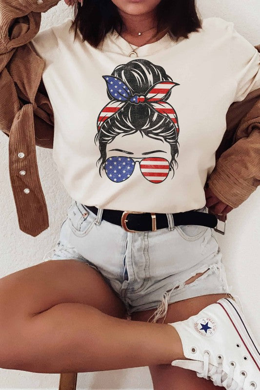 AMERICAN MESSY BUN GRAPHIC TEE