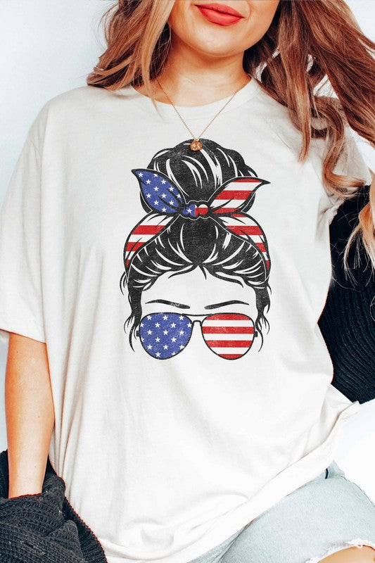 AMERICAN MESSY BUN GRAPHIC TEE