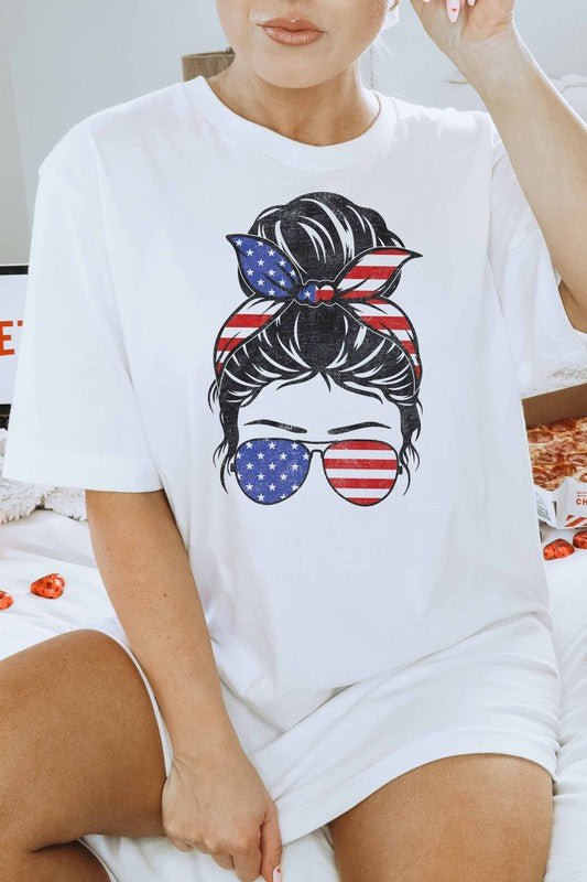 AMERICAN MESSY BUN GRAPHIC TEE