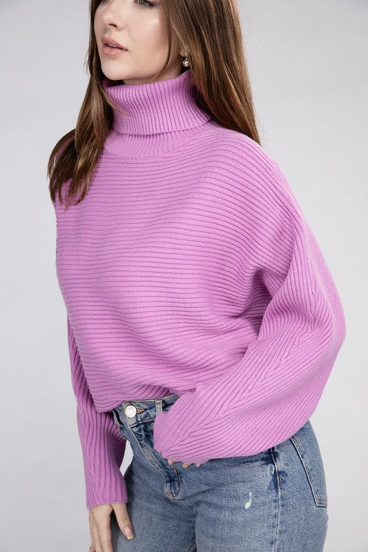 BELLA Viscose Dolman Sleeve Turtleneck Sweater