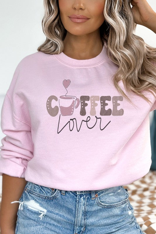 Coffee Lover Cute Hearts Graphic Sweatshirt