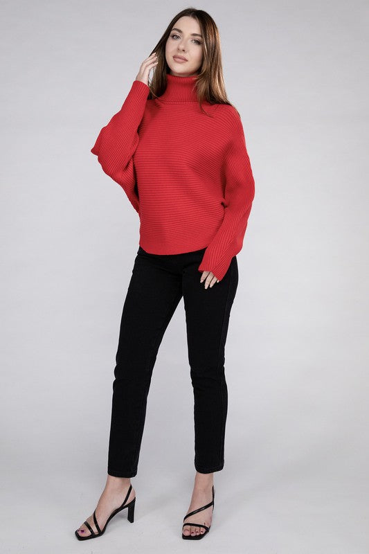 BELLA Viscose Dolman Sleeve Turtleneck Sweater