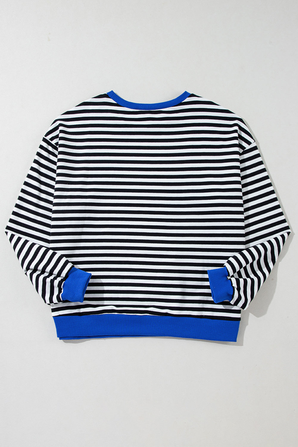 Red Stripe Oversized Contrast Trim Pullover Sweatshirt