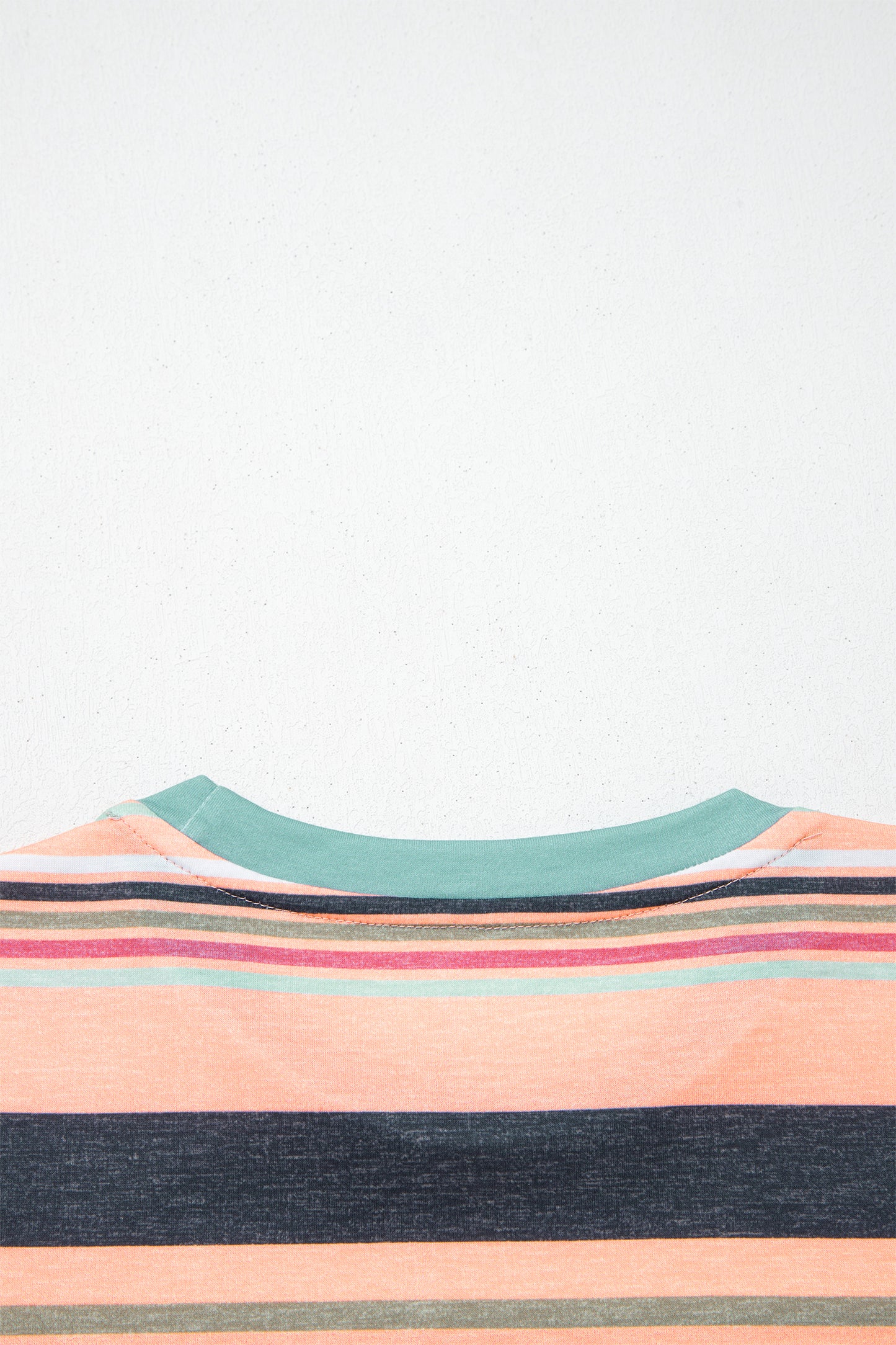 Pink Multicolor Stripes Crew Neck T Shirt