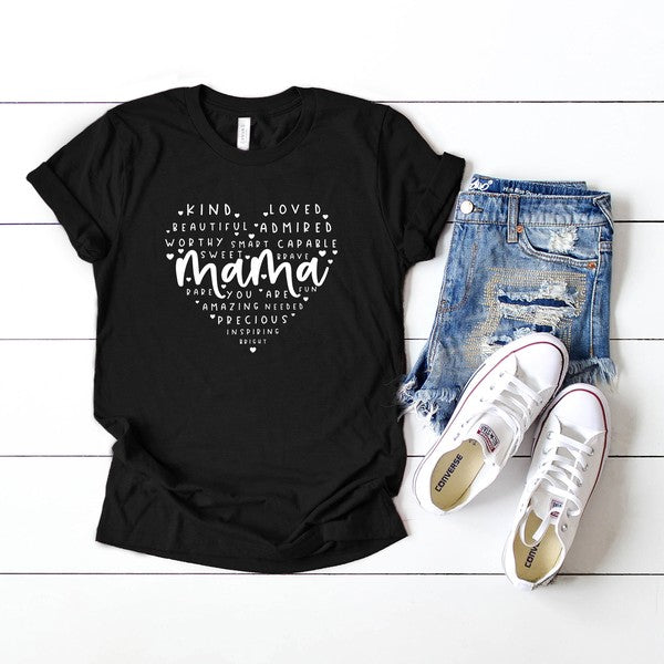 Mama Affirmations Heart Short Sleeve Tee