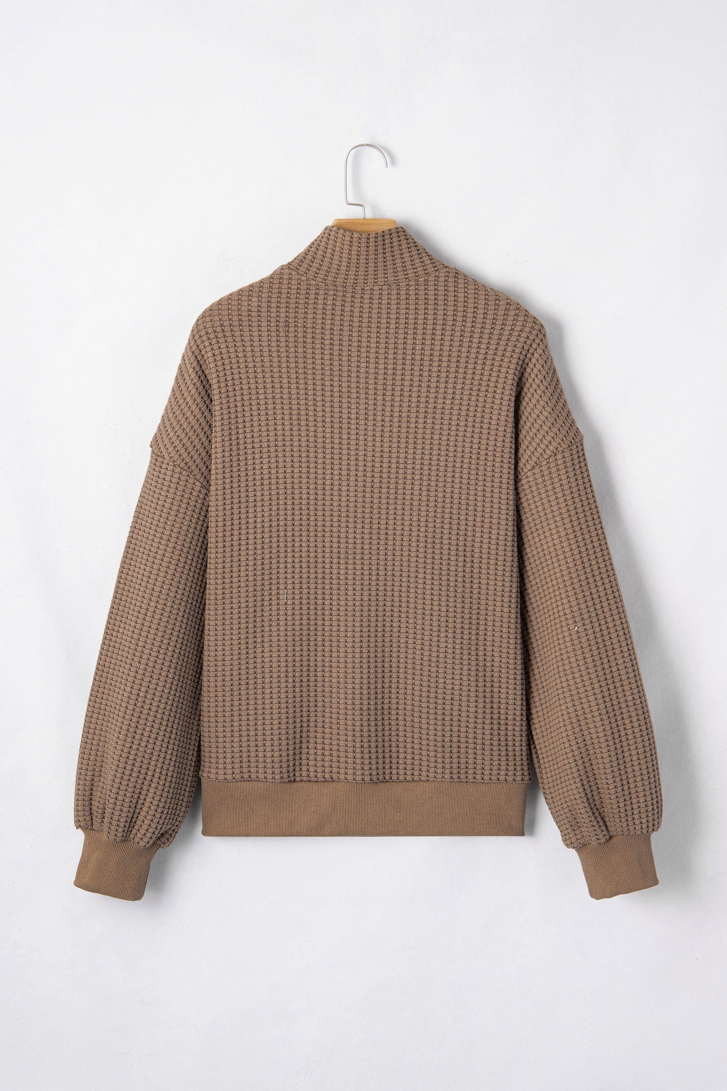 Light Pink Solid Color Textured Snap Button Collared Baggy Top