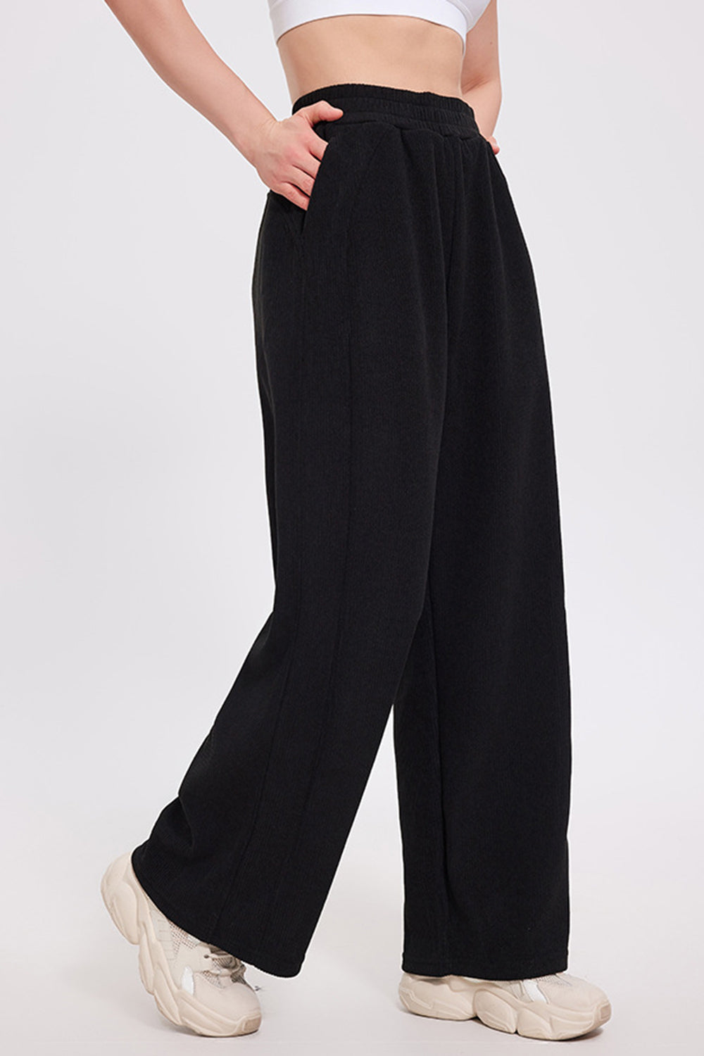 Elastic Waist Wide Leg Pants