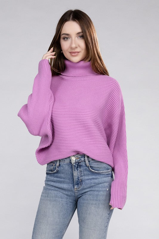 BELLA Viscose Dolman Sleeve Turtleneck Sweater