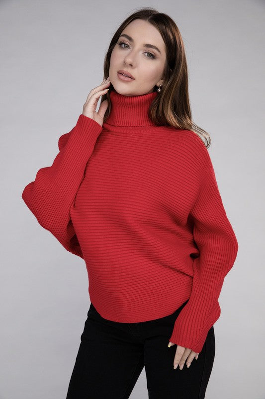 BELLA Viscose Dolman Sleeve Turtleneck Sweater