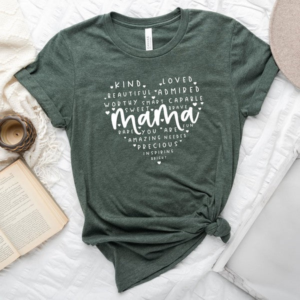 Mama Affirmations Heart Short Sleeve Tee