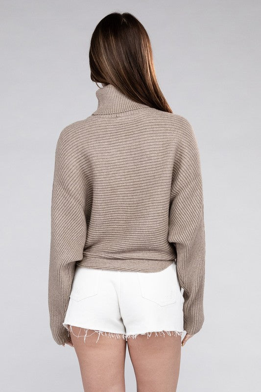 BELLA Viscose Dolman Sleeve Turtleneck Sweater