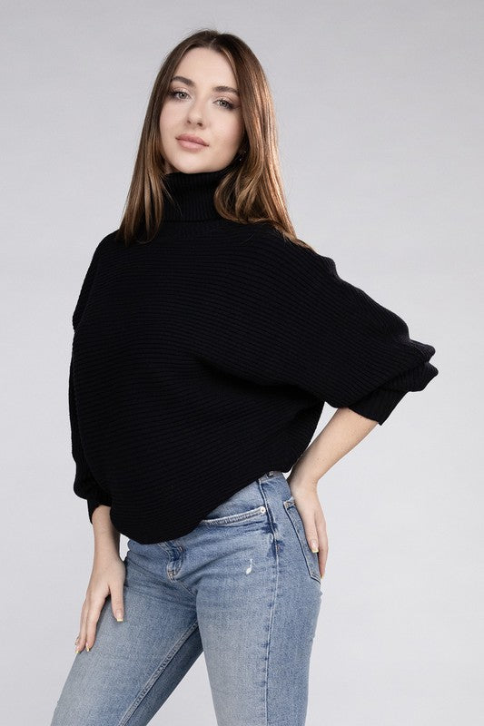 BELLA Viscose Dolman Sleeve Turtleneck Sweater