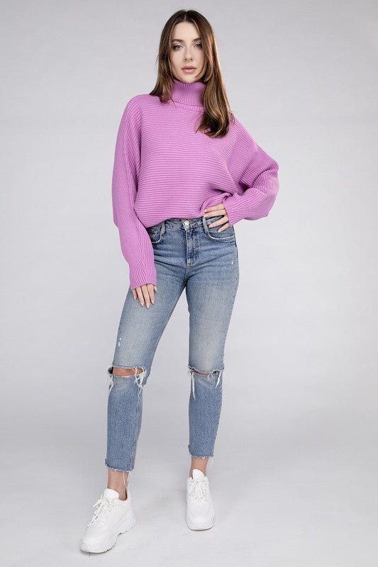 BELLA Viscose Dolman Sleeve Turtleneck Sweater