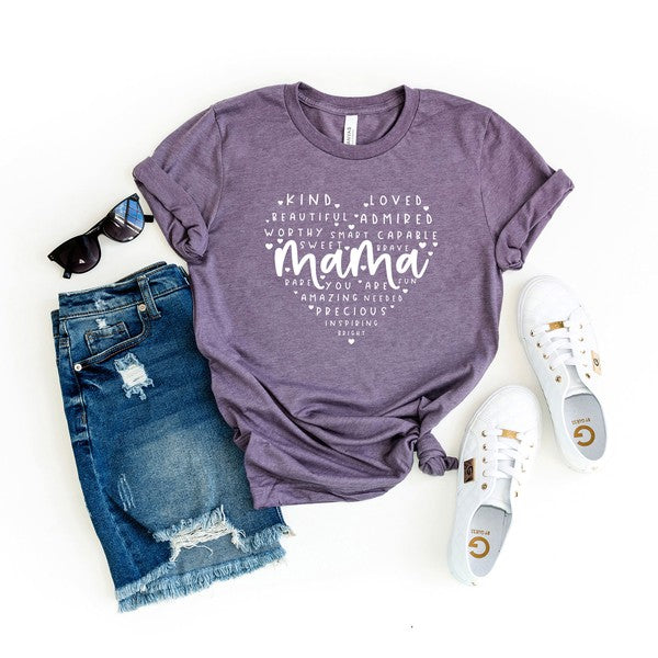 Mama Affirmations Heart Short Sleeve Tee