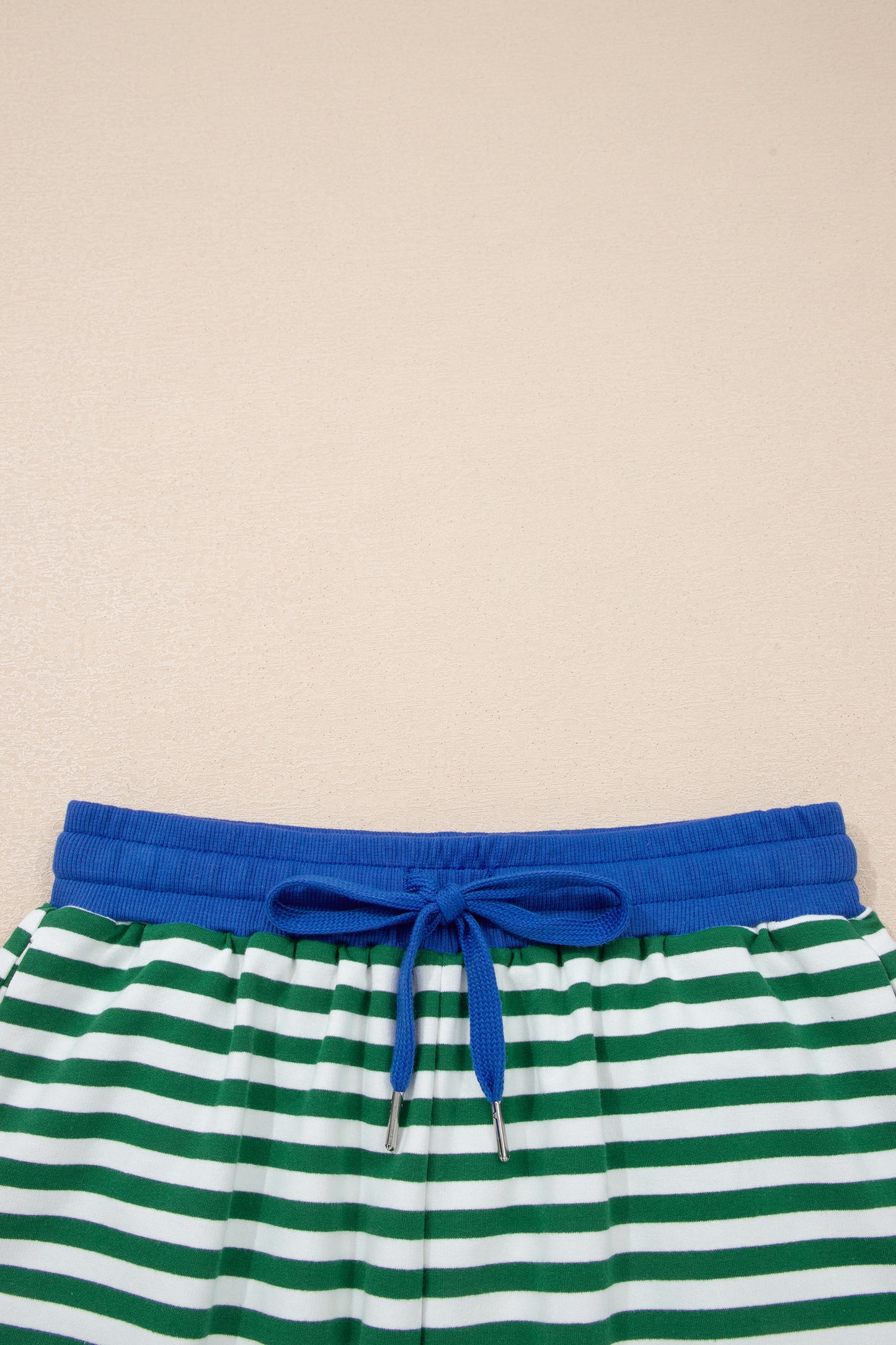 Yellow Stripe Drop Shoulder Boxy Casual Terry Short Set