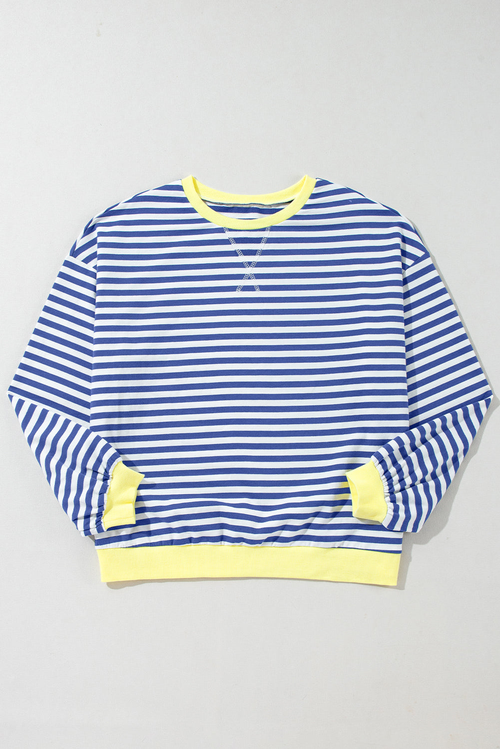 Red Stripe Oversized Contrast Trim Pullover Sweatshirt