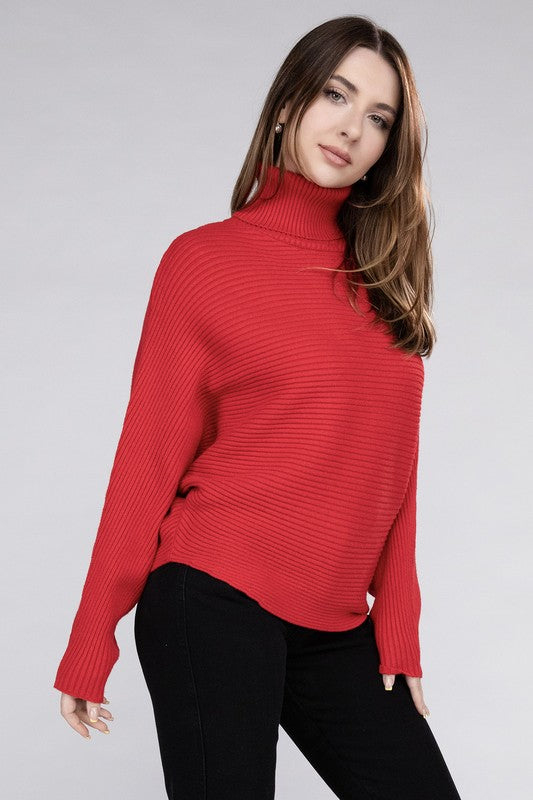 BELLA Viscose Dolman Sleeve Turtleneck Sweater