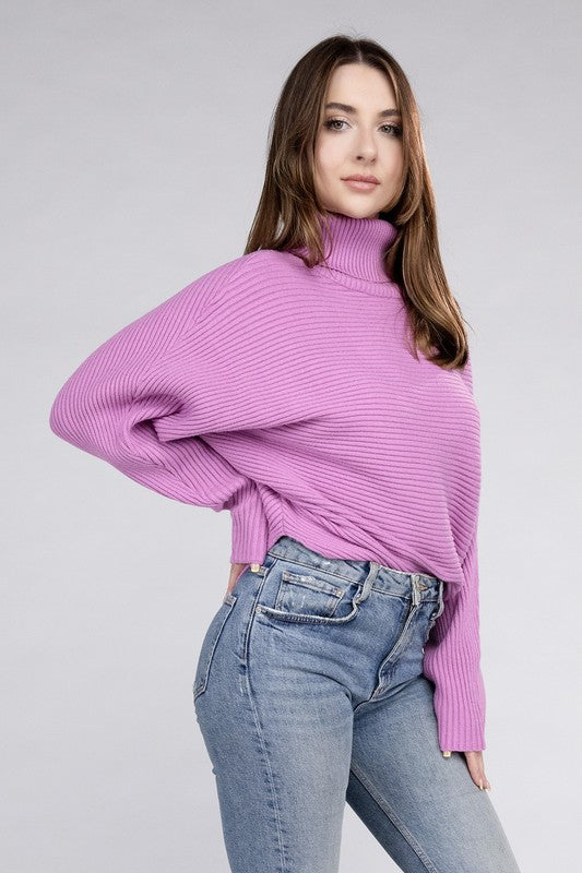 BELLA Viscose Dolman Sleeve Turtleneck Sweater