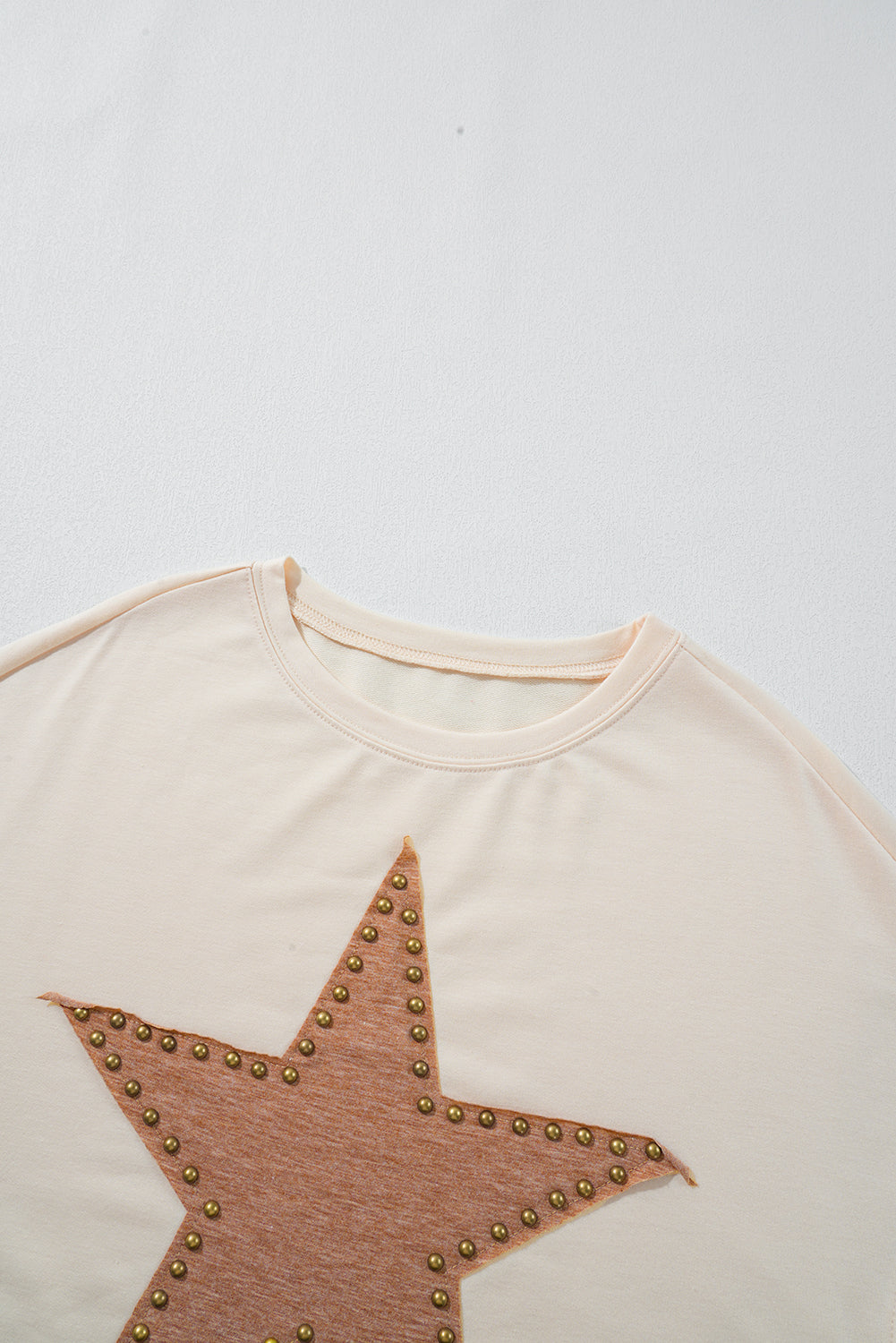 Gossamer Pink Studded Star Graphic Oversized Long Sleeve Top