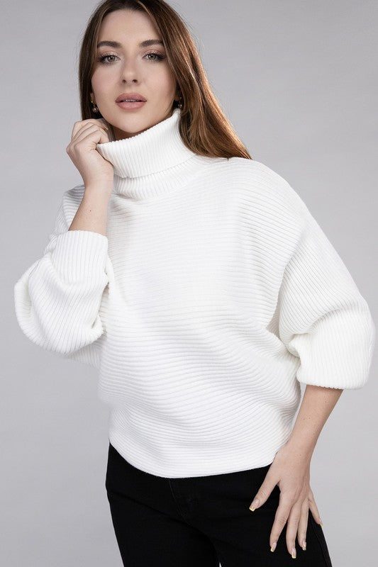 BELLA Viscose Dolman Sleeve Turtleneck Sweater