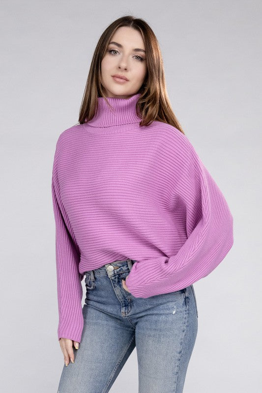 BELLA Viscose Dolman Sleeve Turtleneck Sweater