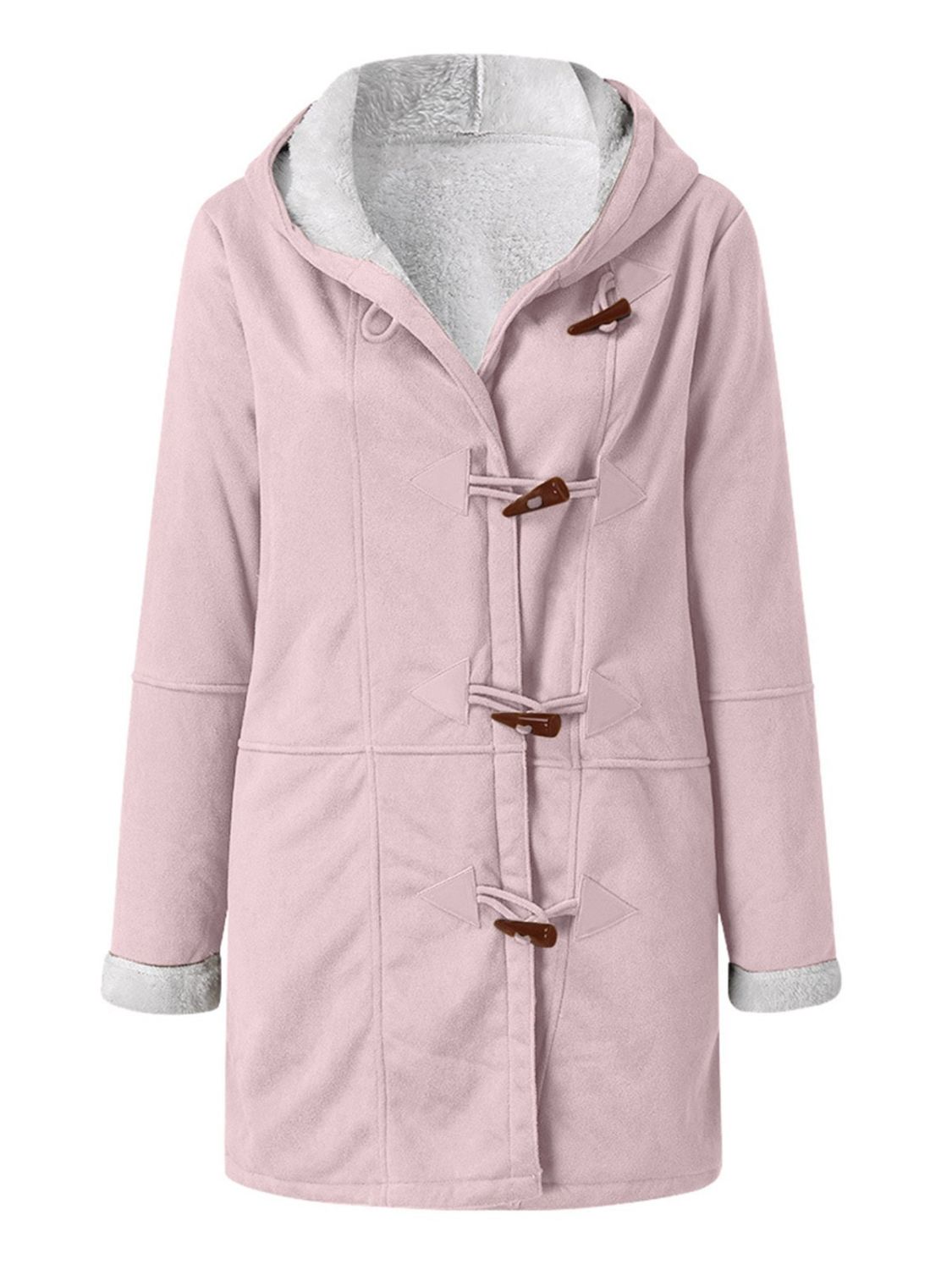 Pocketed Long Sleeve Hooded Toggle Jacket