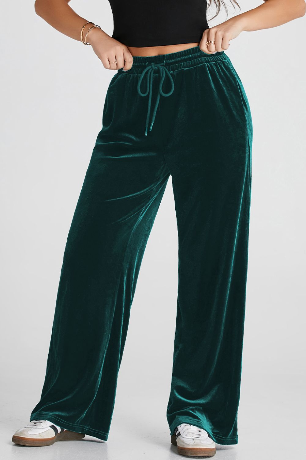 Drawstring Waist Wide Leg Active Pants