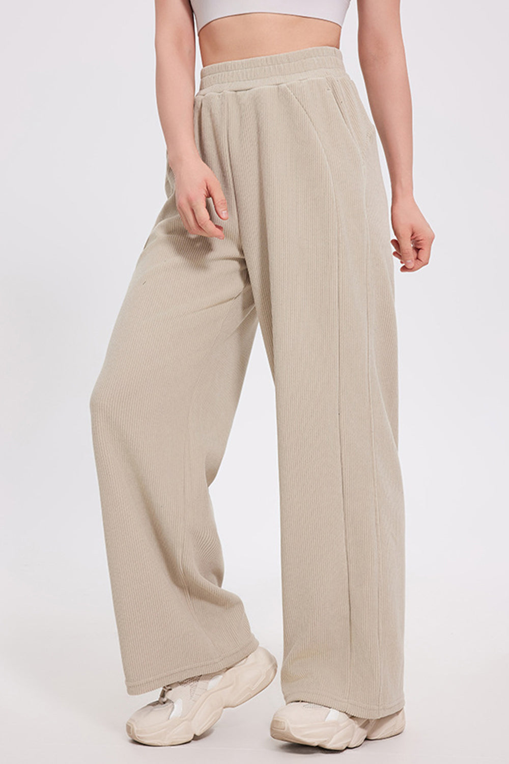 Elastic Waist Wide Leg Pants