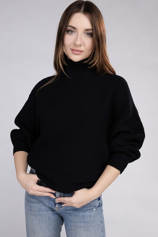 BELLA Viscose Dolman Sleeve Turtleneck Sweater