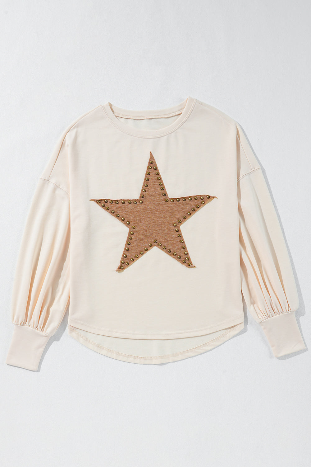 Gossamer Pink Studded Star Graphic Oversized Long Sleeve Top